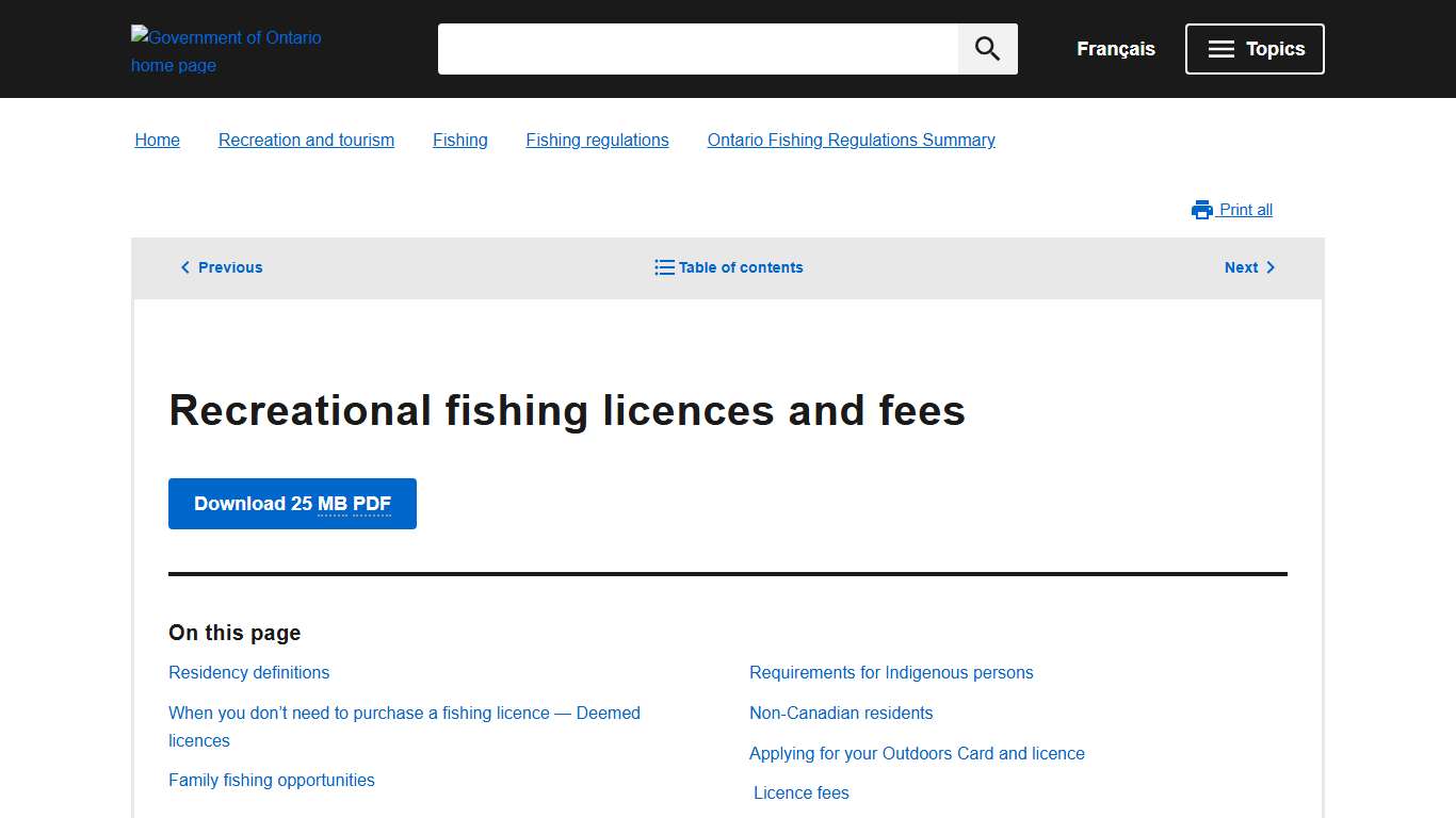 Recreational fishing licences and fees Ontario Fishing Regulations Summary ontario.ca